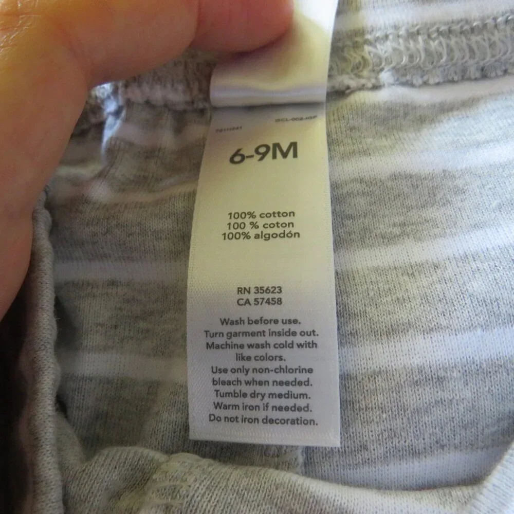 Baby Dog Gray Striped Embroidered 2pc 6-9mts top & pants Child of Mine Carter's